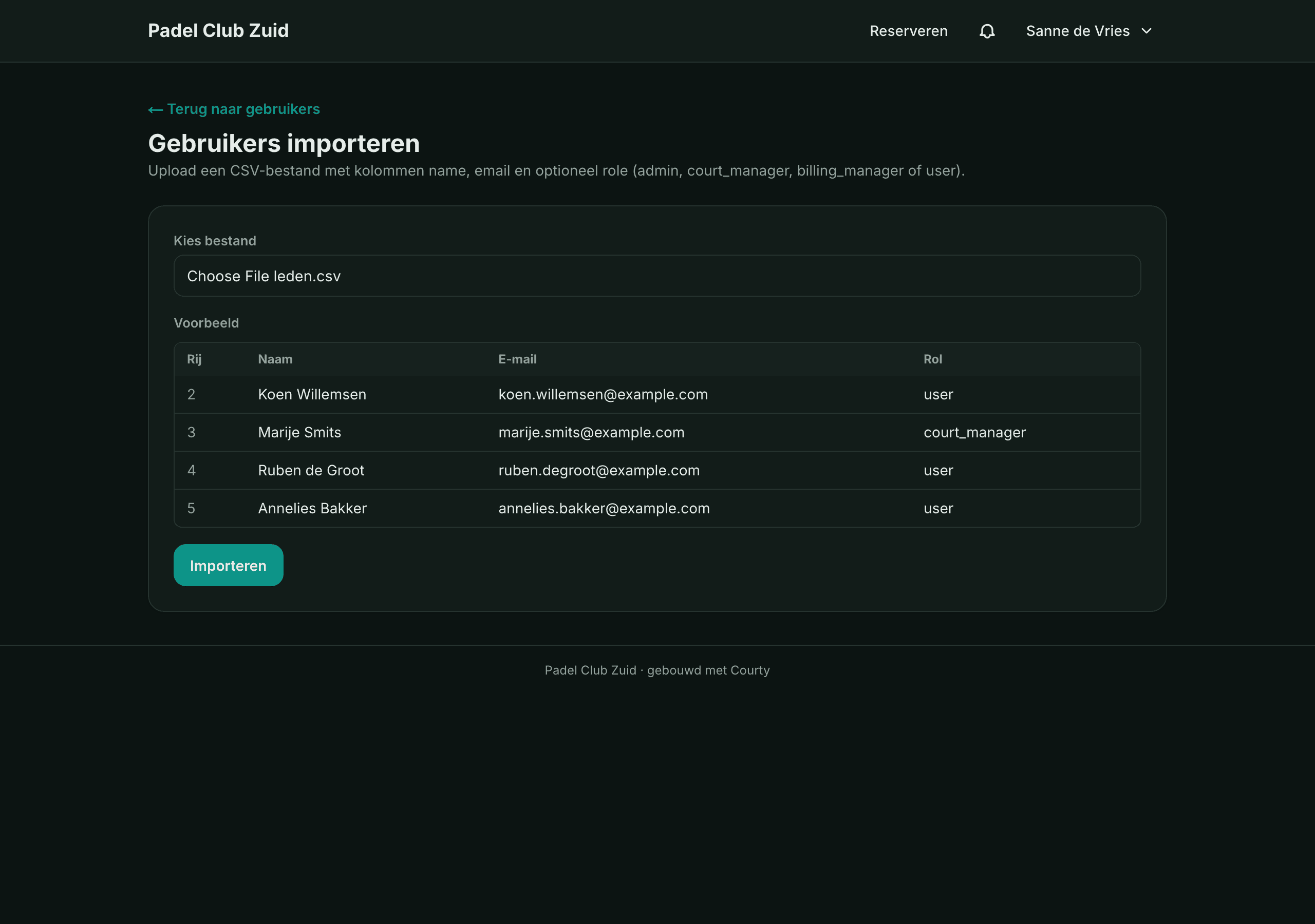 Courty CSV member import with a live preview
